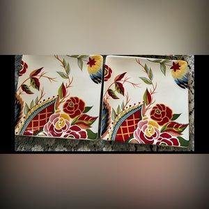 SET OF 2 VIDA by Eva Mendes for ESPANA Rose Print 10.5" Square Dinner Plate